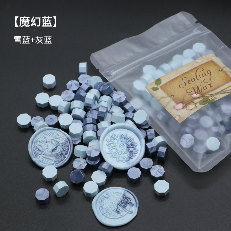 Ocho-lado fuego pintura cera grano mezclado color 35g bolsa de embalaje fuego pintura cera sello al por mayor sobre DIY mano cuenta de sellado Uso de cera
