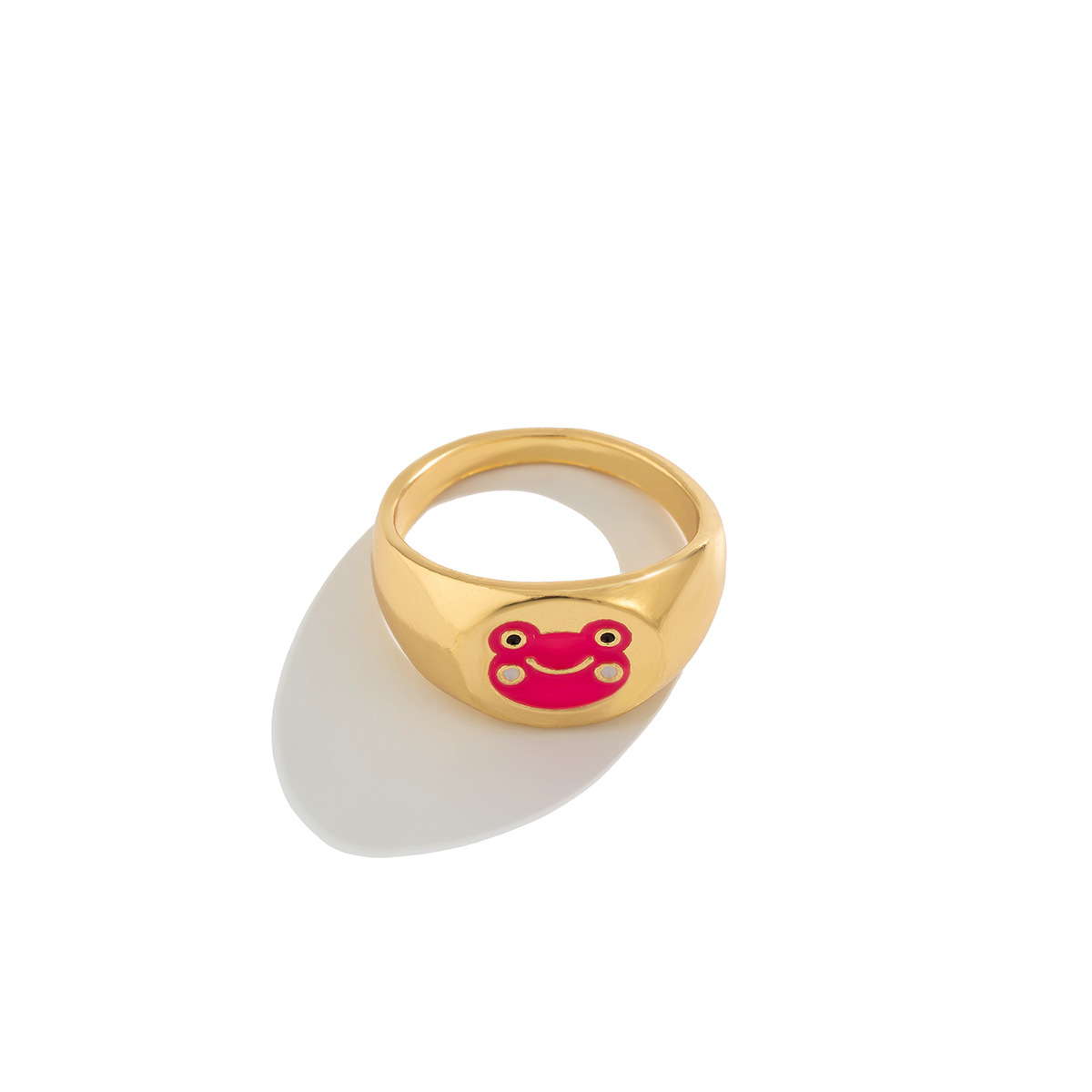 Anneau de grenouille brillant minimaliste personnalisé avec ouverture d'animal dégoulinant d'huile avec anneau de grenouille brillant à la mode et réglable pour accessoires_voghion.com