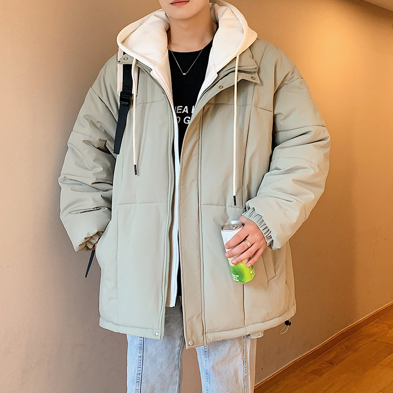 Abrigo acolchado de algodón de dos piezas falso para hombres Otoño e Invierno 2023 Nuevo Abrigo acolchado de algodón suelto forrado de lana engrosado abrigo de algodón de invierno para los amantes