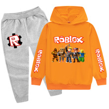 跨境Roblox热销卡通印花图案儿童套装帽衫卫衣+长裤 PB042-1XX