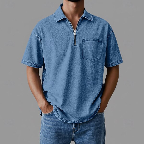 Travel sports polo for leisure with zipper