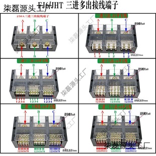 Three-Phase Three-Wire Junction Box 3 in 12/18/24/36 Out Terminal Block for Power Distribution Box High Power Leide Zhu