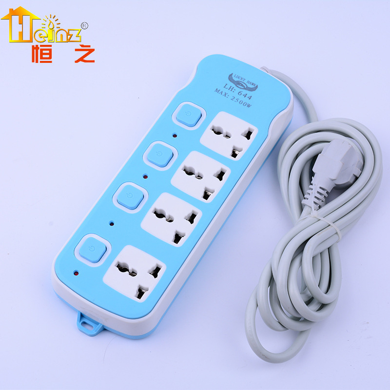 Comercio exterior nuevo cable de cobre 3 interruptor 4 enchufe colorido paquete inglés enchufe placa de conexión fábrica al por mayor