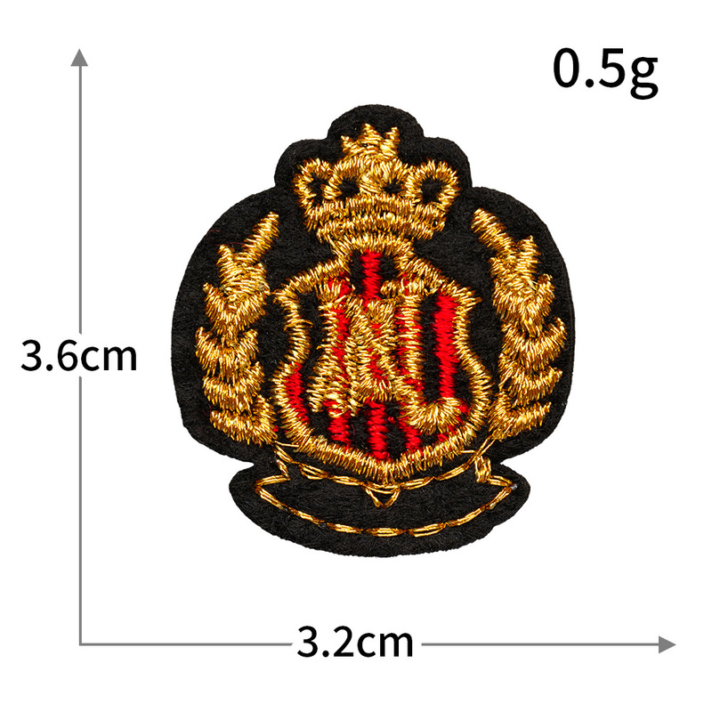 小型金銀糸クラウン蜂バッジコンピュータ刺繍スポーツ文字刺繍布ステッカー粘着パッチステッカー|undefined