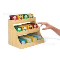 竹製3層ティーバッグホルダーコーヒーカプセル収納ラック壁掛け可能コーヒーバーテーブルティーバッグ収納棚収納ボックス