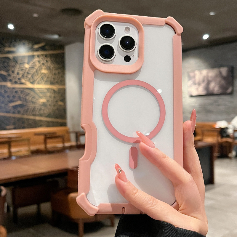 iPhone17Pro 透明携帯電話ケース 16Promax 四隅衝突防止磁気吸引 14/15 スペースグリッターパウダーケースに適しています。|undefined