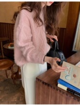 羊毛衫女温柔风26秋冬新款扭花羊绒圆领麻花毛衣宽松针织上衣