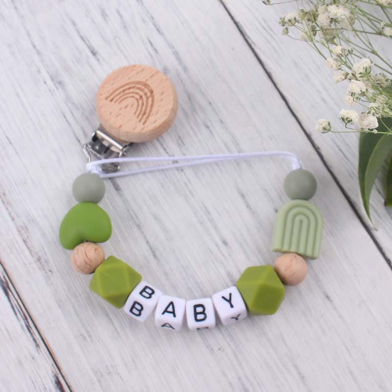 Nuevo bebé suministros de dibujos animados Arco Iris chupete clip calmante bebé Arco Iris silicona mordedura molar chupete cadena