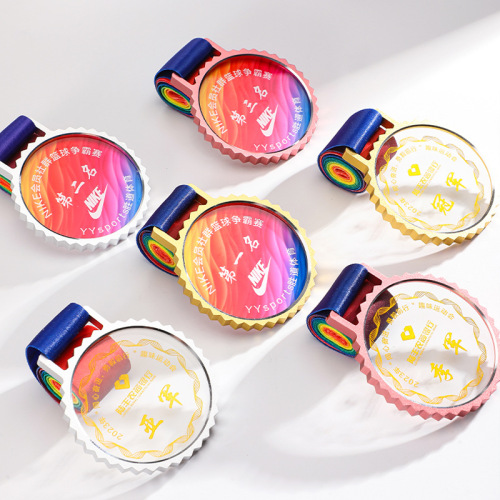 Factory wholesale honor crystal medal custom group sports small plaque rotating metal recognition award commemorative