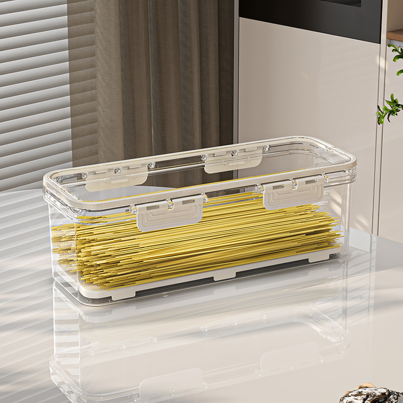 Caja de almacenamiento de fideos rectangulares Caja de almacenamiento de fideos refrigerador de plástico con cubierta Caja de sellado de fideos colgantes de alimentos de cocina image 7