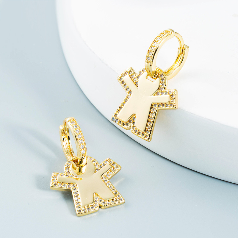 wholesale jewelry geometric heart figure copper goldplated earrings Nihaojewelrypicture5