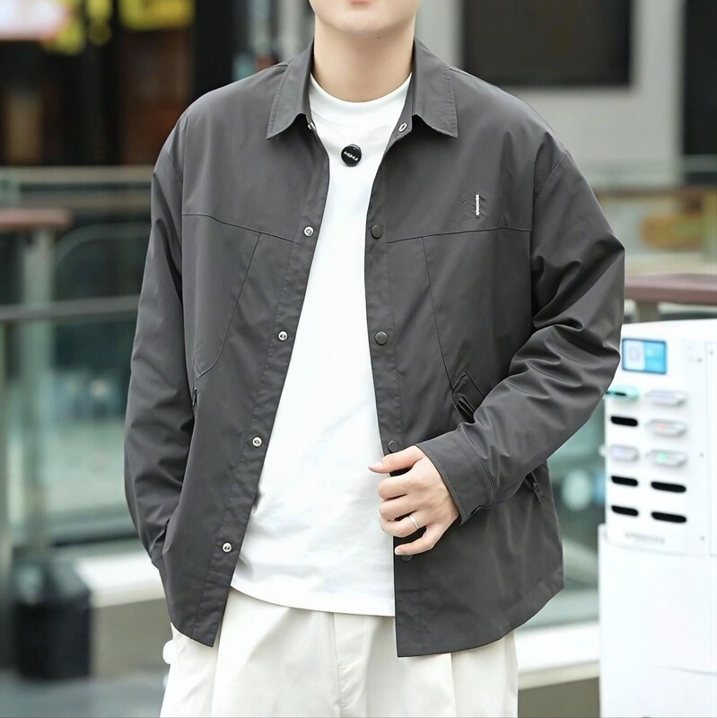 2026 Simple Casual Men's Jacket Business Coat with Turn-down Collar, Korean Style Versatile Trendy Top, New Solid Color Men's Apparel 2026 Simple Casual Men's Jacket Business Coat with Turn-down Collar, Korean Style Versatile Trendy Top, New Solid Color Men's Apparel