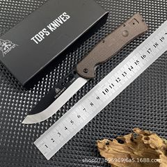 托普斯折刀折叠刀亚麻手柄户外露营随身便携防身高硬度锋利水果刀