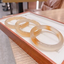 冰种扁条手镯女糖俏天然高马料玛瑙一口红色玉髓香槟金马料