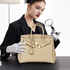 蠟線togo頭層牛皮手工鉑金包 高版本真皮女包鎖扣氣質休閒手提包