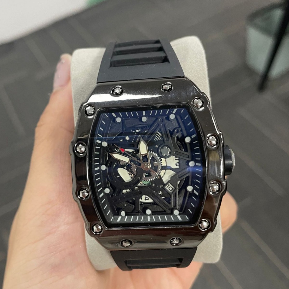 ZIDO brand new domineering high-looking fashion trendy fake mechanical luminous waterproof wine barrel-shaped men's watch