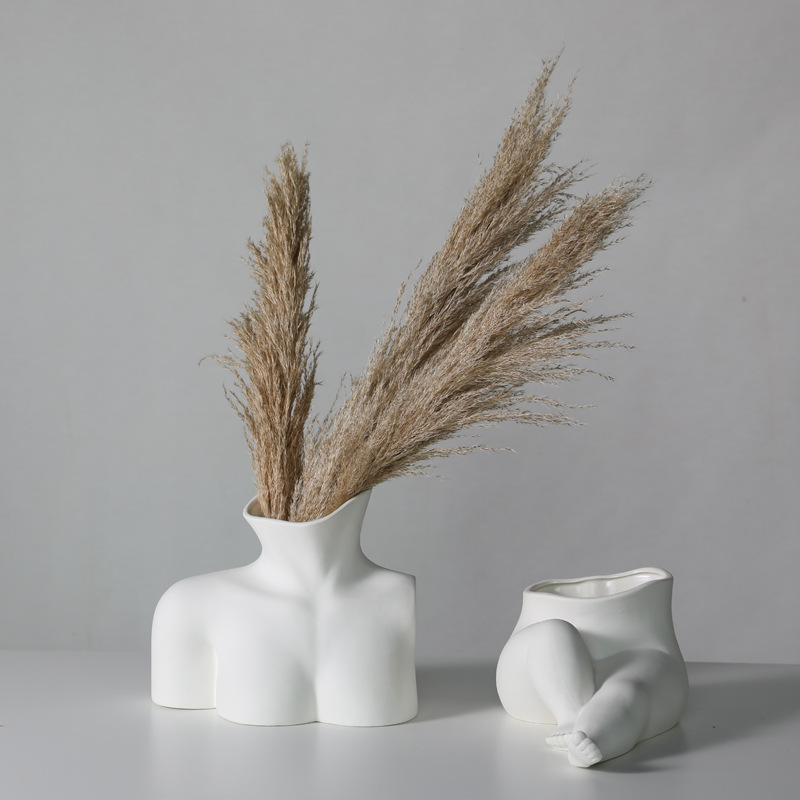 Nórdico creativo artesanía de cerámica decoración de escritorio hogar arreglo de flores decoración de la sala de estar escultura abstracta decoraciones de arte