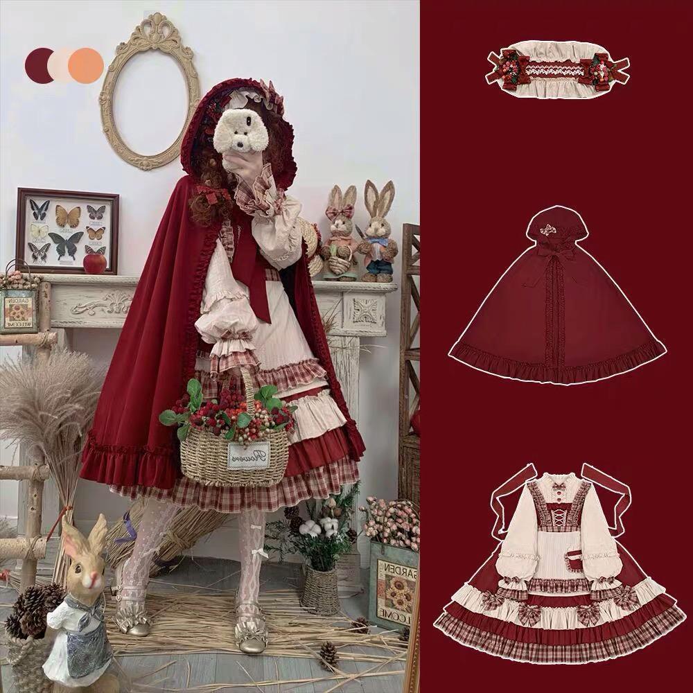 Little Red Riding Hood, long-sleeve, trench coat, plus size, Lolita OP, Lolita style
