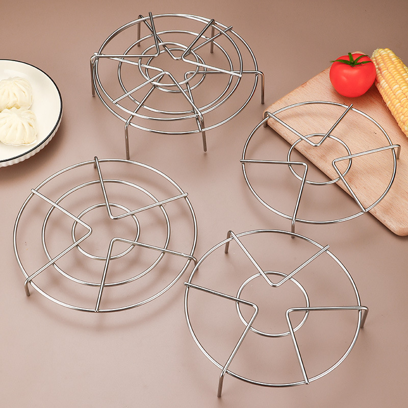 304 stainless steel steaming rack thickened thickened water-proof rack household high and low foot insulation pad kitchen steamed fish steaming pot rack