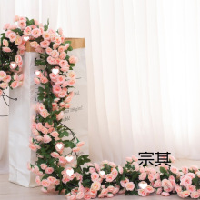仿真藤条塑料玫瑰花藤装饰假花婚庆空调管道缠绕遮挡藤蔓