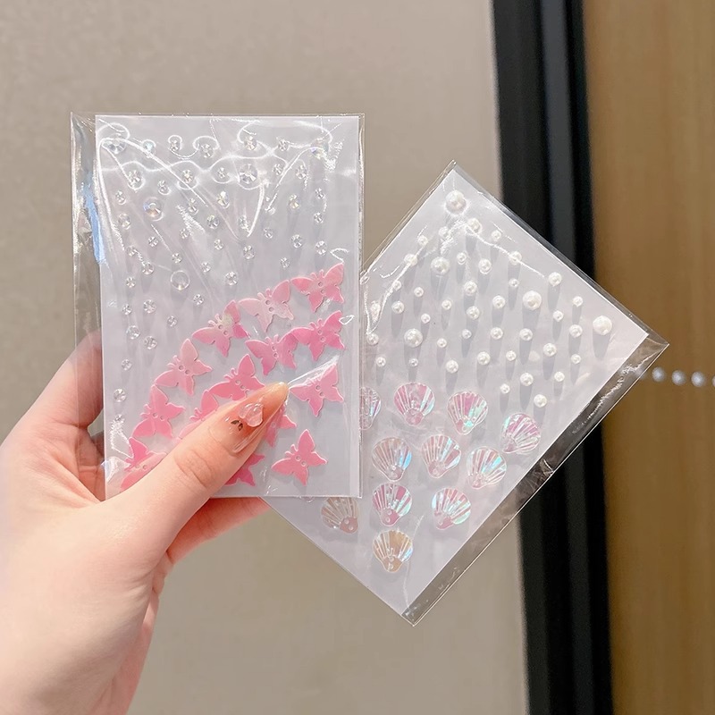 Maquillaje para niñas espectáculo de baile pegatinas para niños joyas para la cara de la niña princesa dulce pegatinas de perlas pegatinas de maquillaje