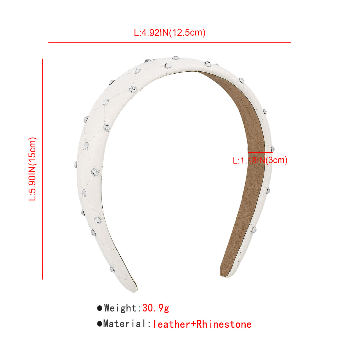 Fashion Solid Color Pu Leather Rhinestone Hair Band 1 Piece display picture 1