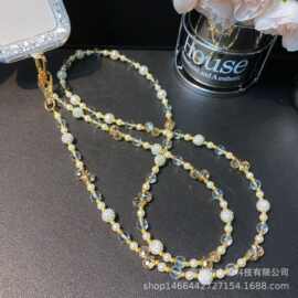 手机挂绳斜挎水晶珠长款手机挂链可背垫片水钻手机链时尚百搭挂饰