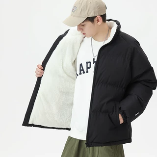 冬季羊羔绒面包服新款宽松男士加厚大码外套情侣加绒保暖棉服批发