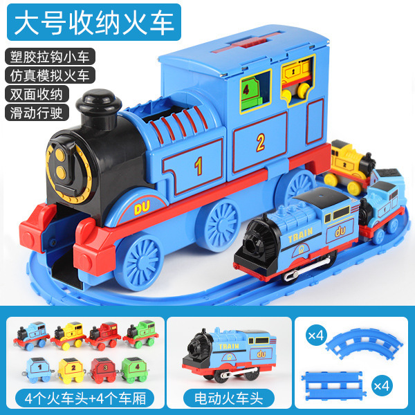Niños locomotora eléctrica modelo conjunto de rieles magnéticos grandes juguetes de almacenamiento de tren image 16