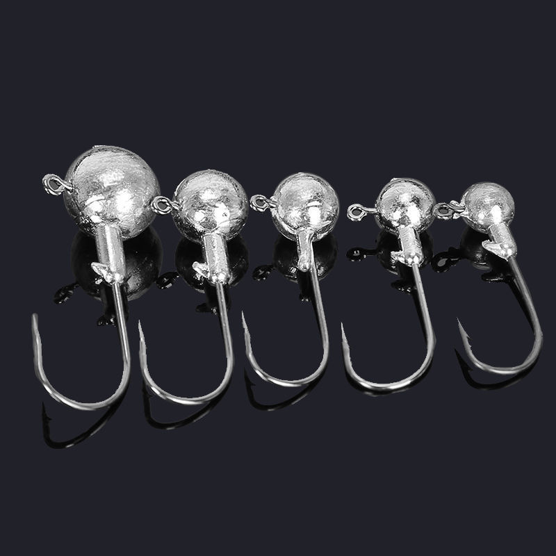 Cross-border wholesale fishing gear accessories lead head hooks, lead strips with barbs, sharp lures soft plastics, original color lead head hooks