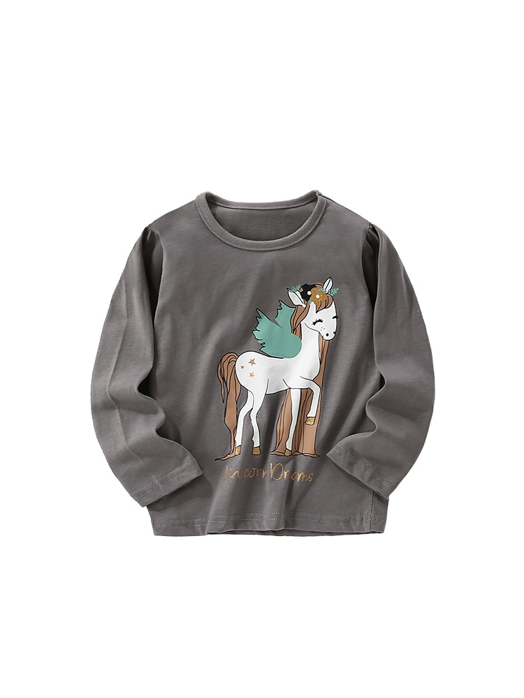 Camiseta de niña malwee transfronteriza otoño e invierno nuevo estilo europeo y americano niños pequeños y medianos cuello redondo manga larga linda chica casual top