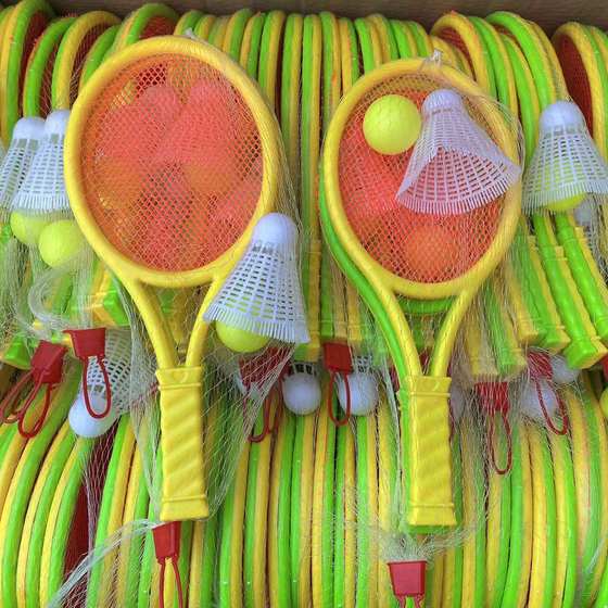 Children's badminton toys table tennis Leisure outdoor sports double racket parent-child interactive toys 2 yuan department store