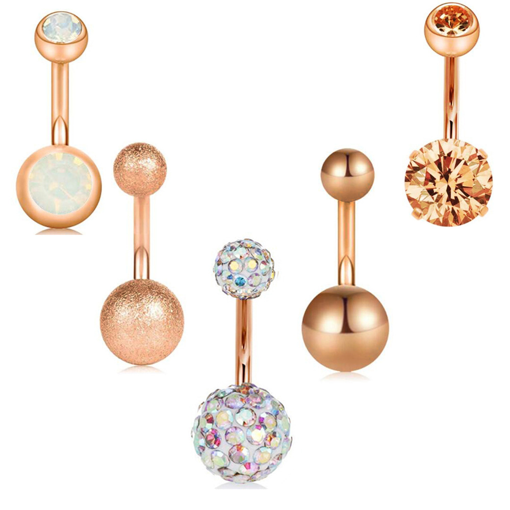 Star 5-Piece Belly Button Ring Set Stainless Steel Navel Jewelry Dangle Star Body Piercing detail image 7