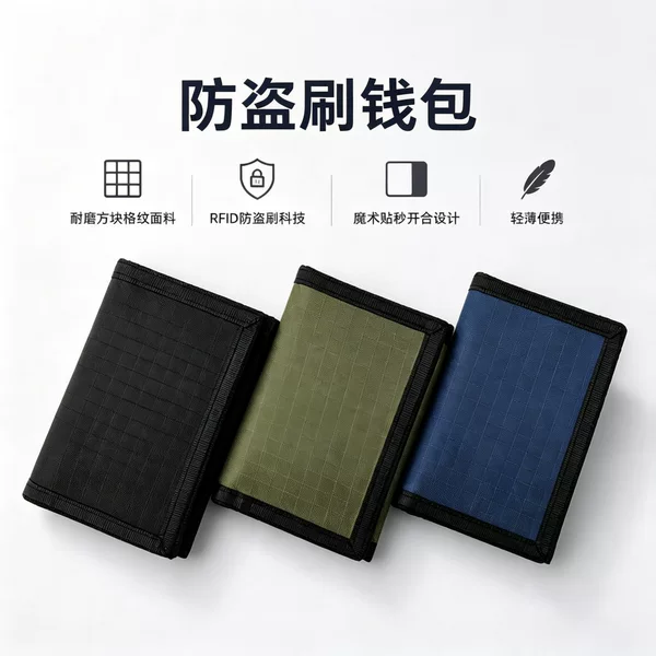 Anti-Theft Cross-Border Men's Wallet Rfid Card Holder Short Waterproof Nylon Fabric Storage Wallet with Velcro