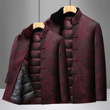 爷爷奶奶情侣装高端唐装男款2025新款老年人衣服爸爸装拆卸羽绒服