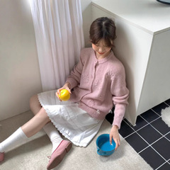 韩国东大门立体刺绣绵羊毛外搭针织开衫女温柔马海毛软糯毛衣外套