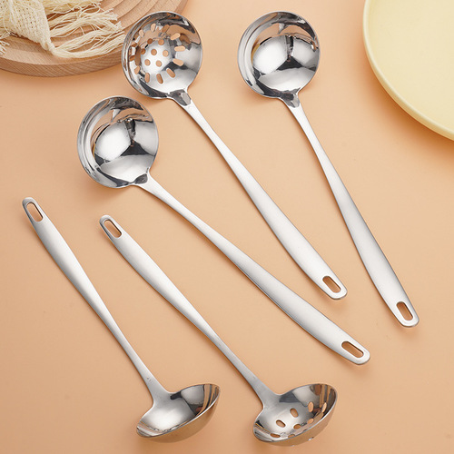 304 stainless steel colander household thickened long handle porridge spoon cooking hot pot restaurant spoon commercial kitchenware set