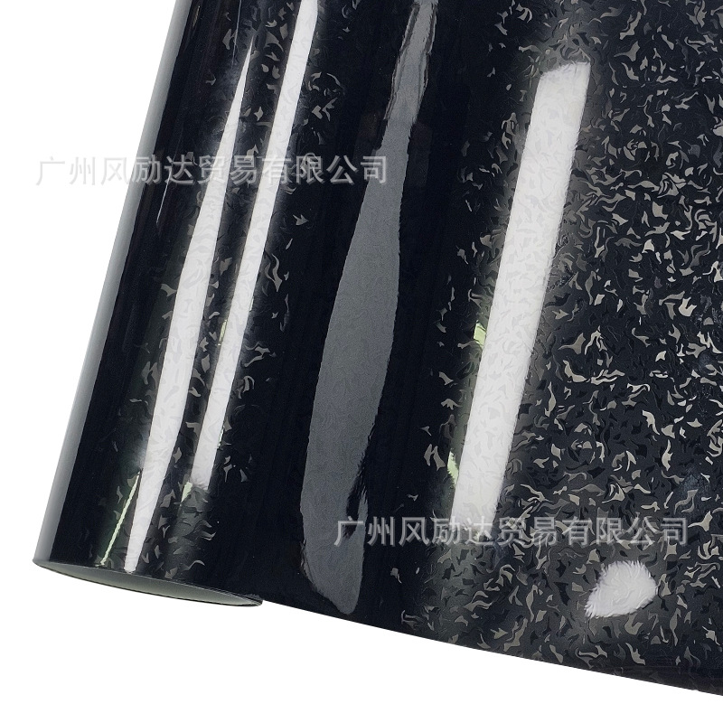 Pet High-Gloss Forged Flame-Pattern Carbon Fiber Matte Interior Trim Glossy Black Rearview Mirror Full Body Sticker Film