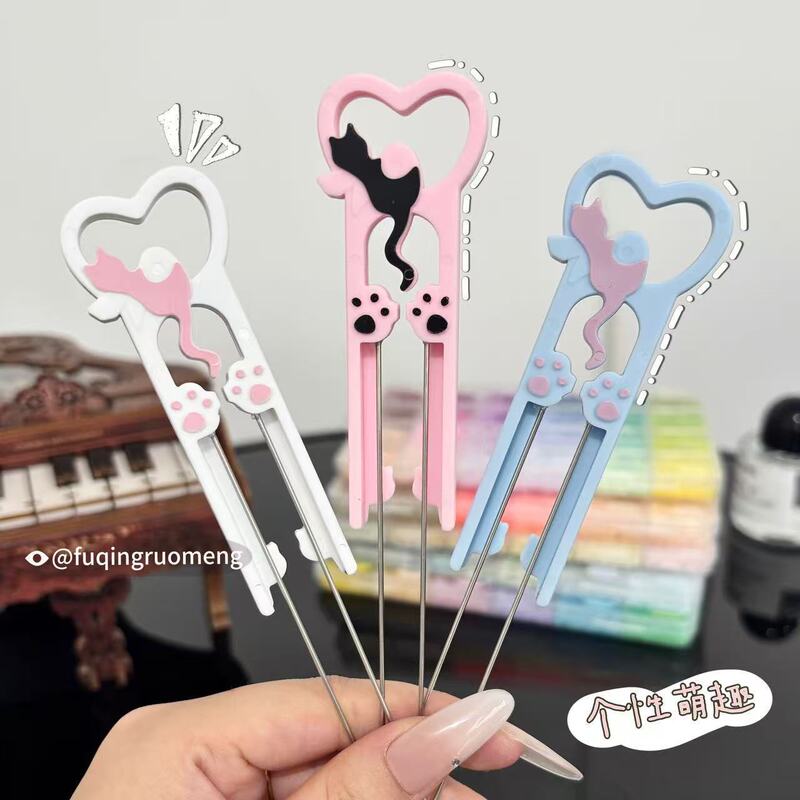 3D Printing 70 Double-Needle Kitten DIY Bead Pen, Special Bead Pen for Bead Art, Bead Shovel, Bead Needle Auxiliary Tool