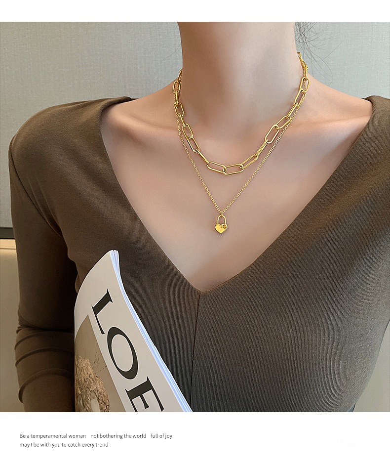 Mode Forme De Cœur Acier Au Titane Collier 1 Pièce display picture 3