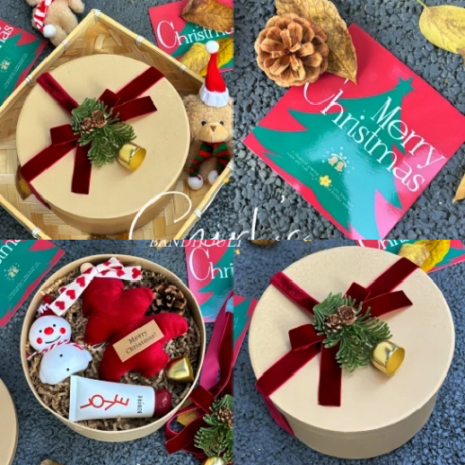 2024クリスマスプレゼントクリスマスクッキー焙煎阿膠餅キャンディー平安夜リンゴ箱手提げギフトバスケット|undefined