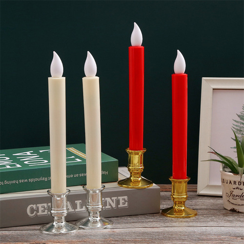 Electronic candle light with long rod, smokeless, flameless simulation, candle church wedding venue atmosphere decoration prop