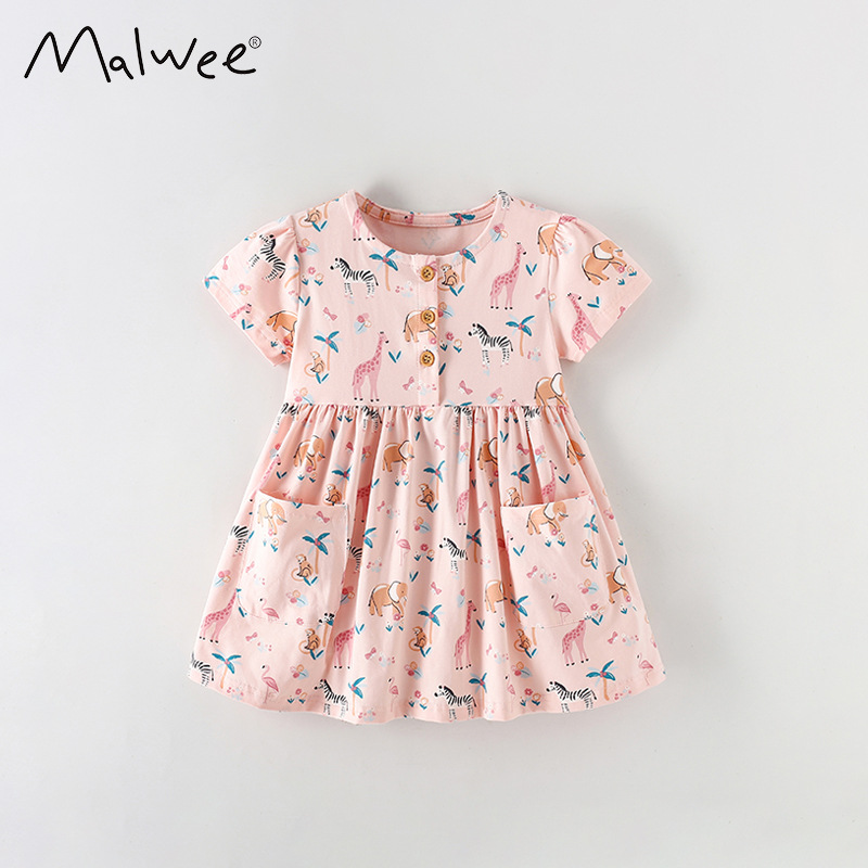Malwee transfronterizo verano nuevo estilo europeo y americano de manga corta vestido de niña suave y cómoda ropa de niñas image 6