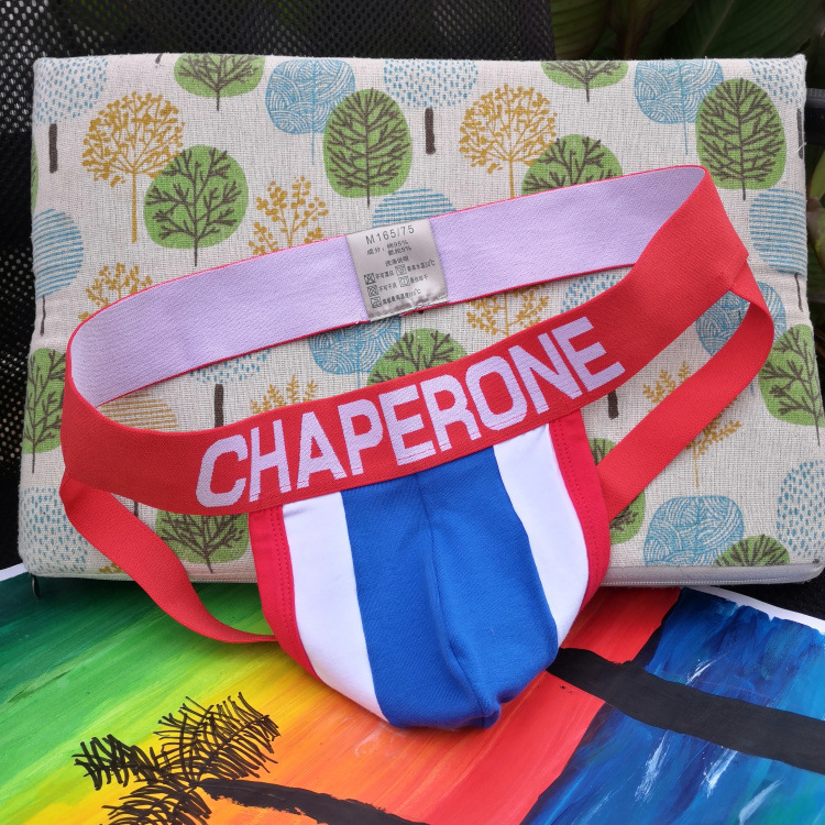 Men's Sexy G-string Color Matching Breathable Low Waist Hollow Hip Lifting Fun Bikini GAY Cotton Double T-Pants