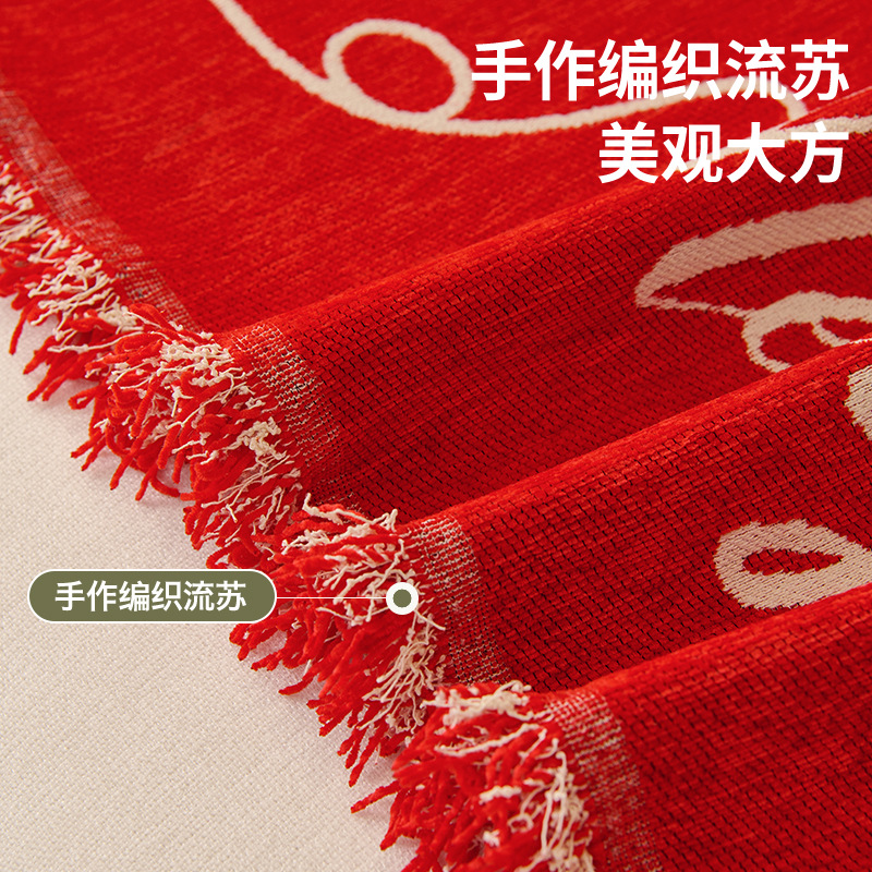 Navidad sensación de sofá cubierta Chenille estilo americano festivo toalla de sofá roja decoración antideslizante cubierta transfronteriza