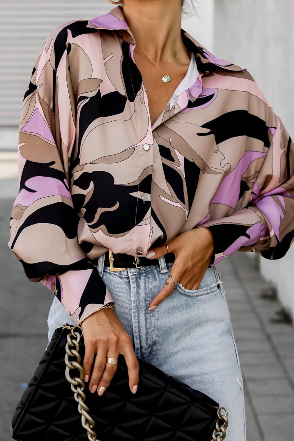 182g Weight Long Sleeve Sleeve Length Single Breasted Placket Type Regular Sleeve Sleeve Type Polyester Fabric Type Long Top Length Blouse Tops Type Holiday Occasion Shirt Collar Neckline Loose Fit Type Abstract Pattern Summer Season Women's Gender Vacation, Simple Style Style Wholesale Women's Vacation Simple Style Abstract Long Sleeve Blouses 5