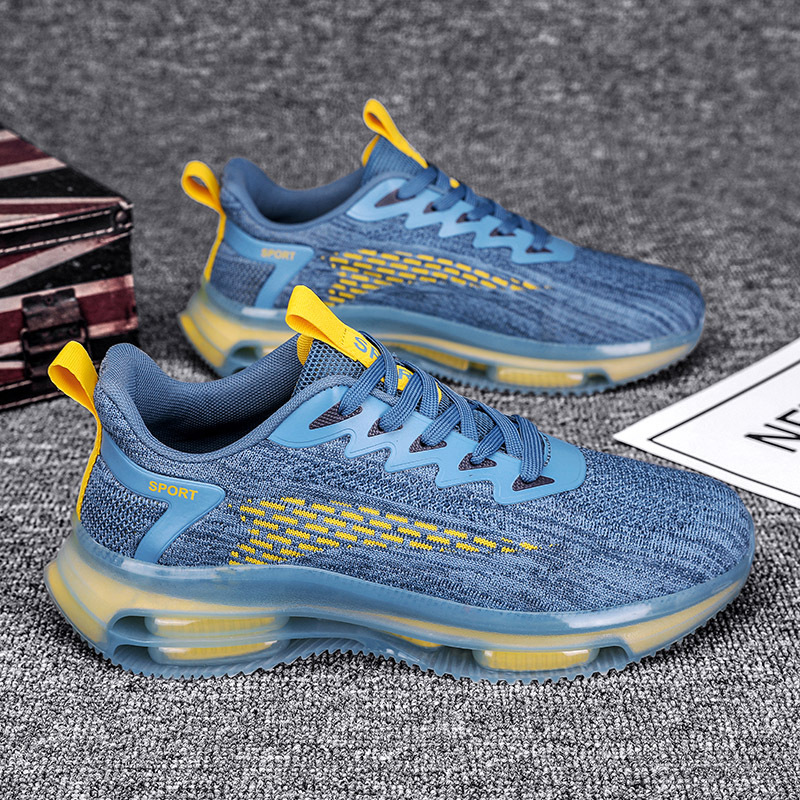 Cojín de aire doble zapatos de hombre a juego otoño nuevos deportes zapatos de correr casuales volando malla tejida superficie transpirable amortiguador papá zapatos de moda