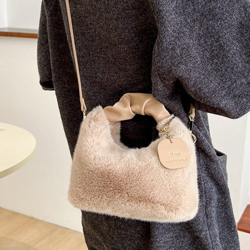 Fashion Plush Bag Women's  Winter New Casual Simple Crossbody Bag Retro Commuting Handbag Women's Bag
