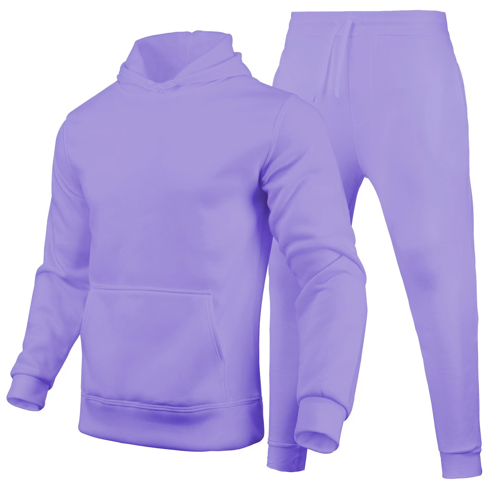 2024 autumn/winter men's women's casual European size blank solid color with fleece loose fitting hoodie and pants_voghion.com