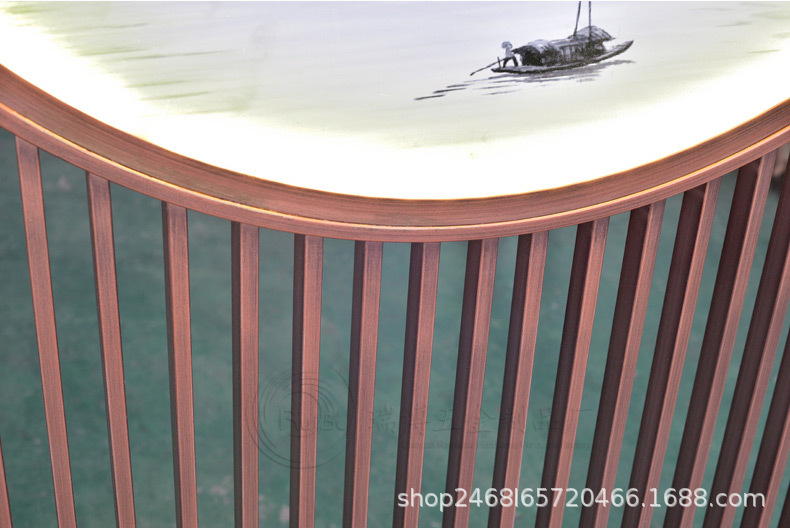 新中式发光灯带不锈钢隔断花格屏风